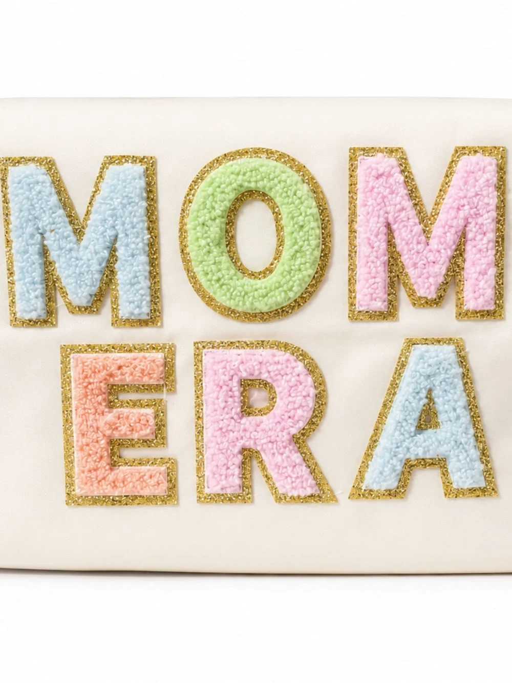 ON HOLD Embroidered “MOM ERA” Cosmetic Bag in Pastel Colors NWOT